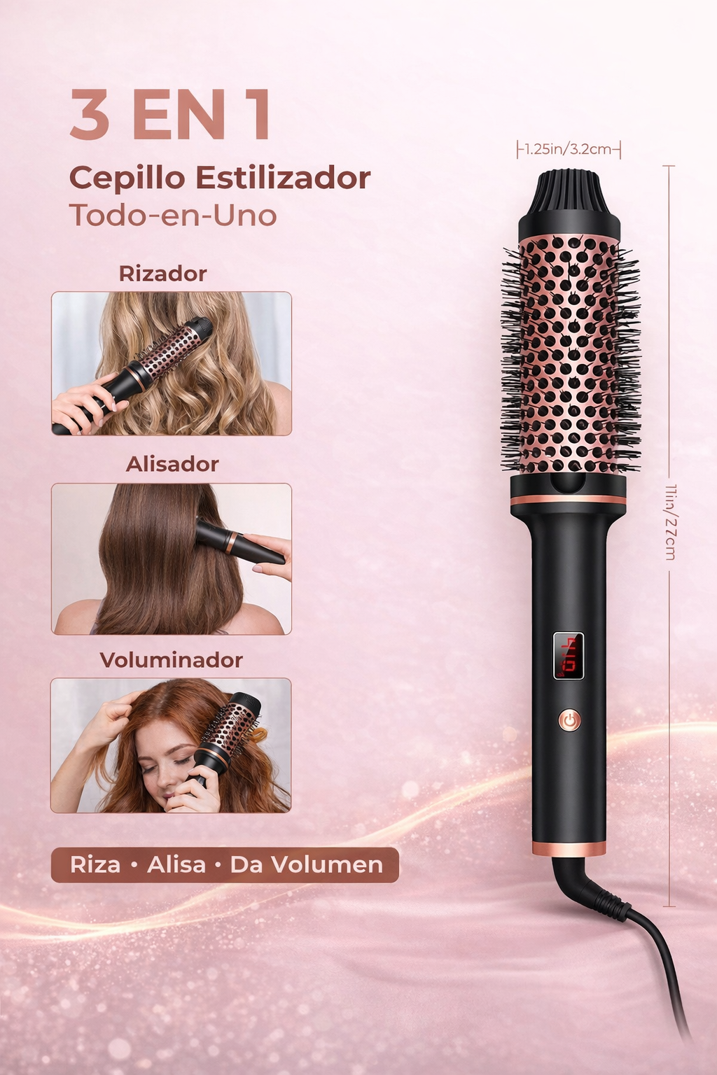 Cepillo rizador de pelo de 1,5 pulgadas